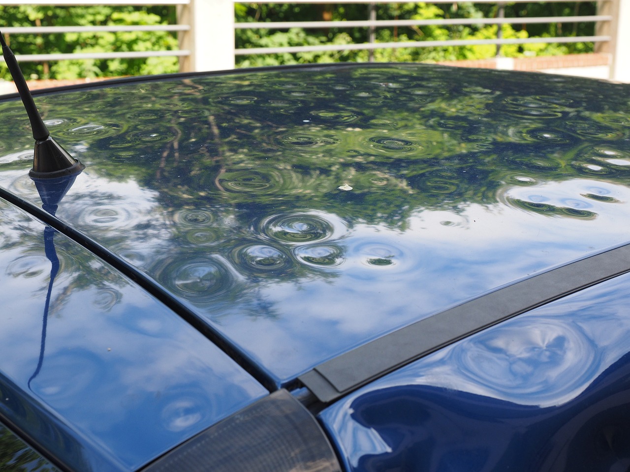 Hail damage dents on vehicle panel